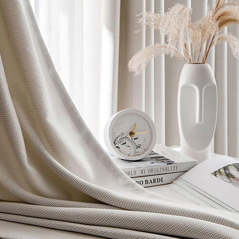 Anydrape 100cm Curtain Beige Modern Waffle Plaid for Living Room Bedroom Dining Balcony Luxury Window Drapes