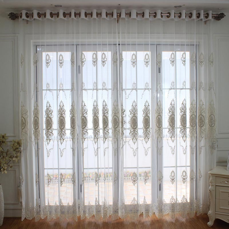 Anydrape 300cm Curtain White Style Flower Indoor Decorative Window Sheer Curtain For Living Room Bedroom Home Decor