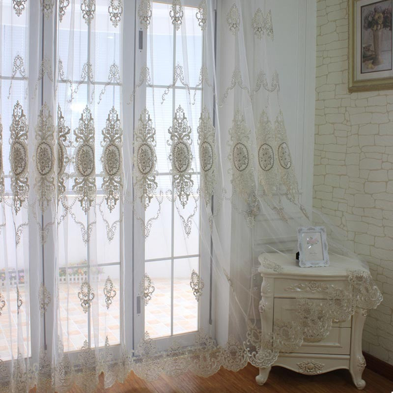 Anydrape 300cm Curtain White Style Flower Indoor Decorative Window Sheer Curtain For Living Room Bedroom Home Decor