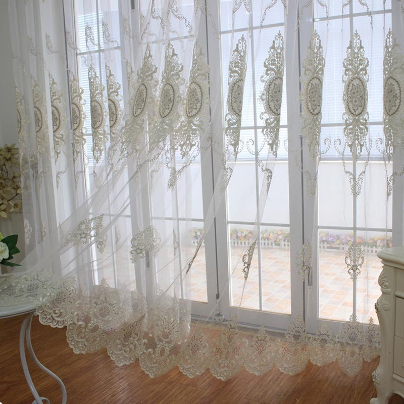 Anydrape 300cm Curtain White Style Flower Indoor Decorative Window Sheer Curtain For Living Room Bedroom Home Decor