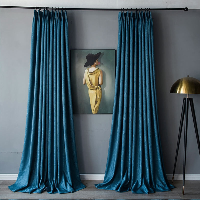 Anydrape Plain Dark Blue Luxury Curtains – Modern Textured Drapes for Living Room, Bedroom & Dining Decor