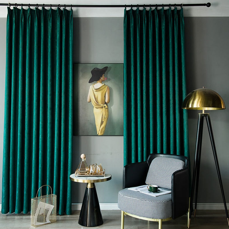 Anydrape Plain Dark Green Luxury Curtains – Modern Textured Drapes for Living Room, Bedroom & Dining Decor