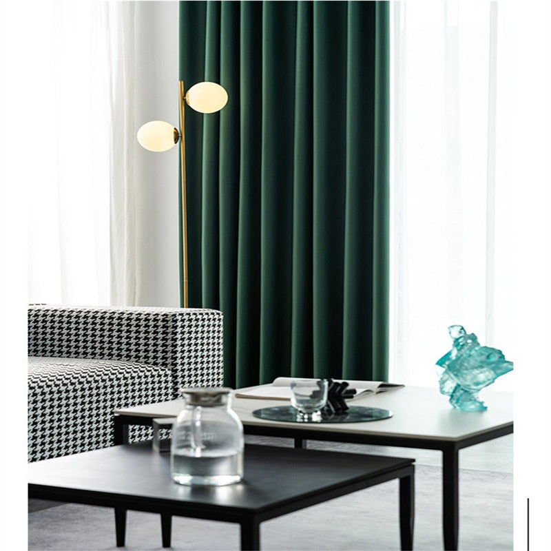 Anydrape  Curtain 250cm Dark Green Modern Blackout Curtains for Living Room Bedroom Window Treatments Sound Proof Curtains Drapes