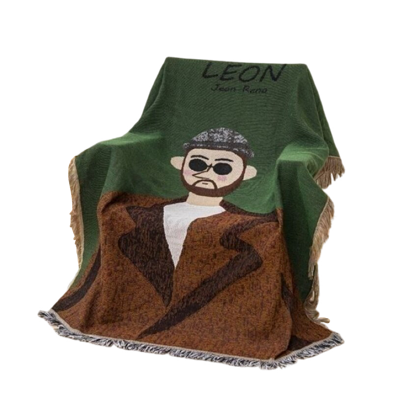 Anycozy Throw Blanket Brown Faux Style 2 Cashmere Sofa Cover Human Cartoons Tassel Soft Picnic Camping Mat 130*180cm