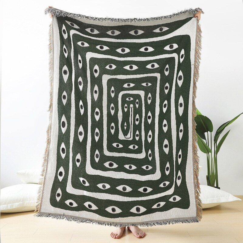 Anycozy Faux Cashmere Throw Blanket Green Snake Pattern 130x160cm