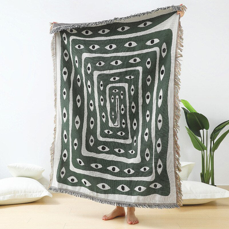 Anycozy Faux Cashmere Throw Blanket Green Snake Pattern 130x160cm