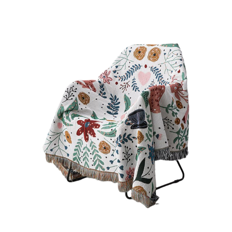 Anycozy Faux Cashmere Throw Blanket Forest Flower Pattern 180x340cm