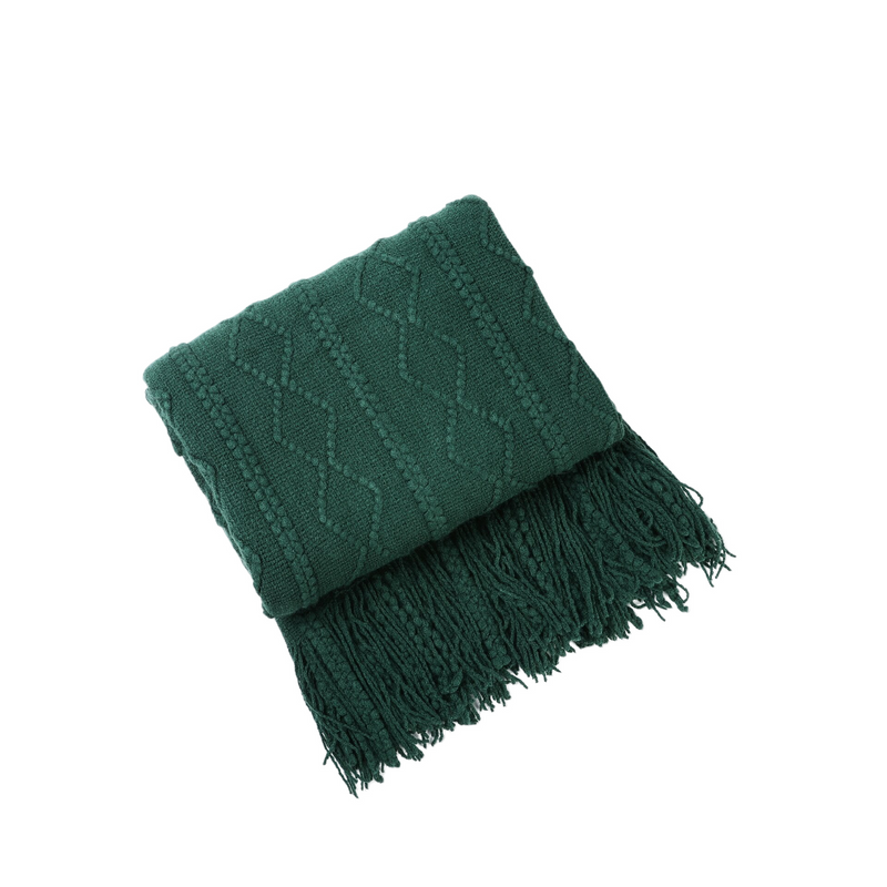 Anycozy Green Faux Cashmere Throw Blanket Diamond Knit 130x180cm