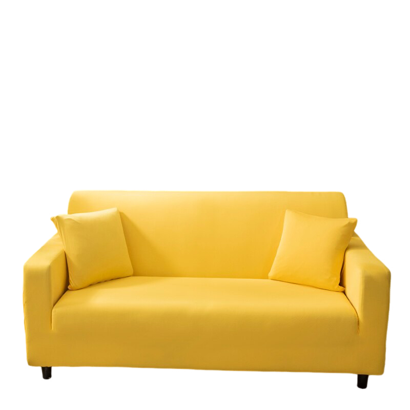 Anyhouz 4 Seater Sofa Cover Plain Yellow Style and Protection For Living Room Sofa Chair Elastic Stretchable Slipcover