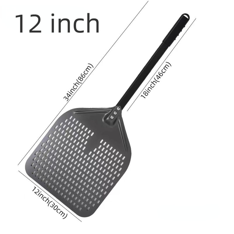 Anygleam Pizza Shovel 30 cm x 86cm  Dark Grey for Perforated Peel with Metal Handle Oven Turning Baking Accessory