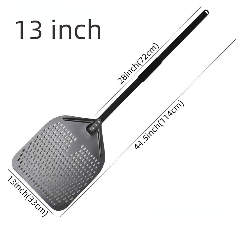 Anygleam Pizza Shovel 33 cm x 114cm  Dark Grey for Perforated Peel with Metal Handle Oven Turning Baking Accessory