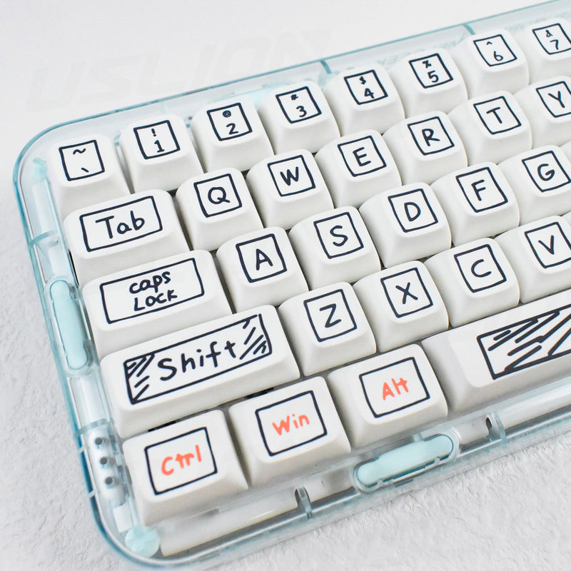 ANYMOB Keycap Keyboard White Notes Theme 125 Keys Switch Mechanical Custom Cute Anime Personalized Keys
