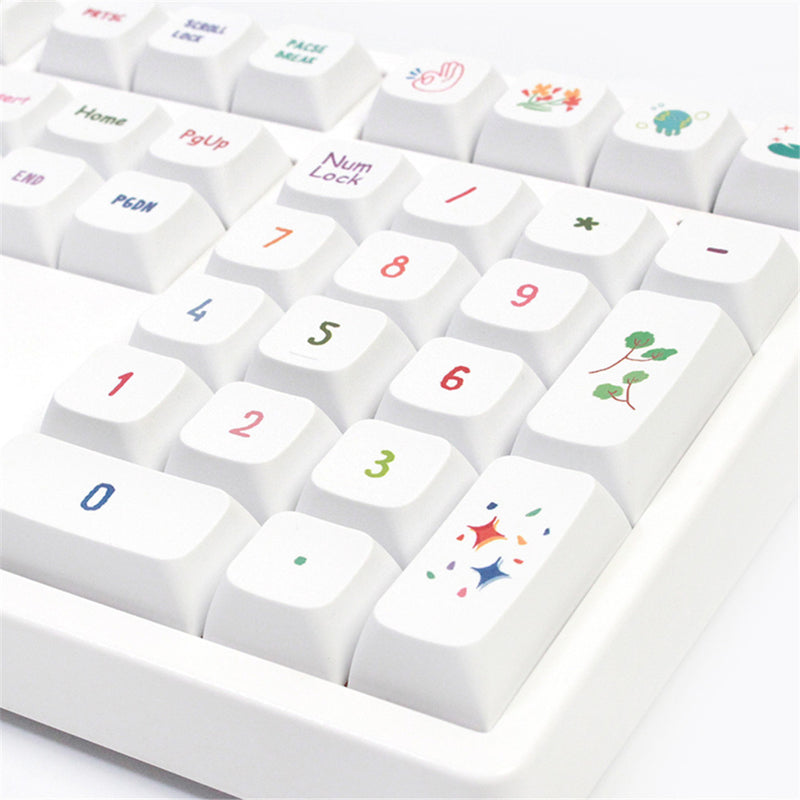 ANYMOB Keycap Keyboard White Summer 128 Keys Profile Switch Mechanical  Cute Keys