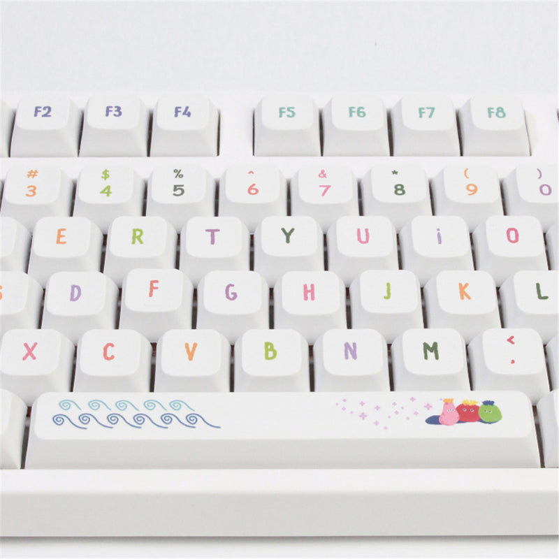 ANYMOB Keycap Keyboard White Summer 128 Keys Profile Switch Mechanical  Cute Keys