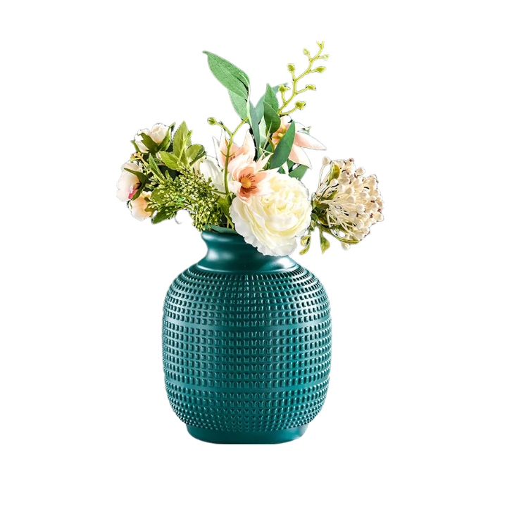 ANYDECO Flower Vase Blue Medium Nordic Plastic Pot Home Decor