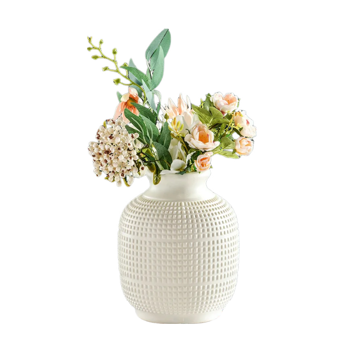 ANYDECO Flower Vase White Medium Nordic Plastic Pot Home Decor