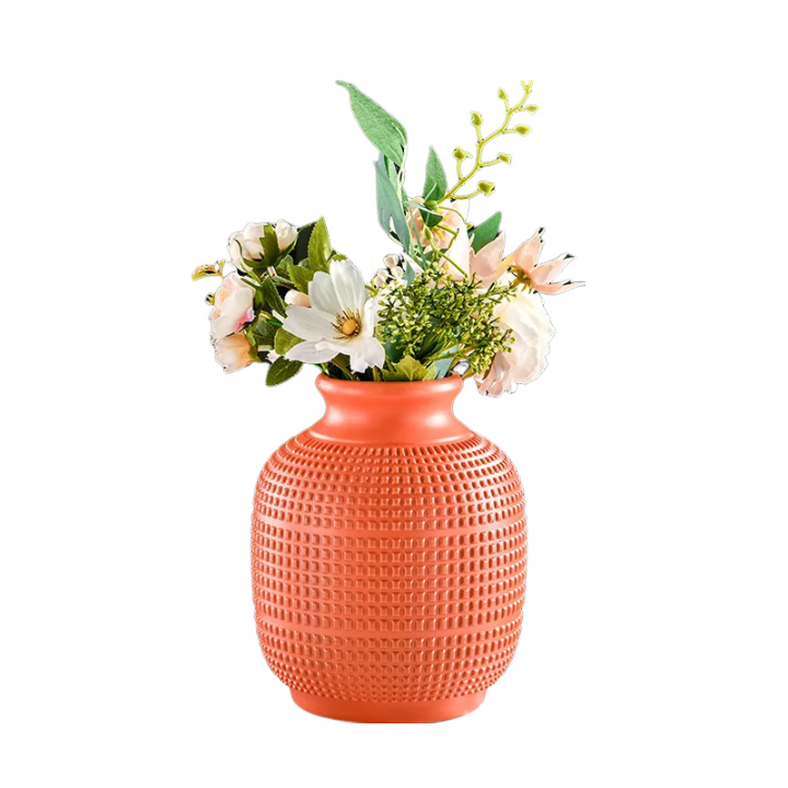 ANYDECO Flower Vase Coral Red Medium Nordic Plastic Pot Home Decor