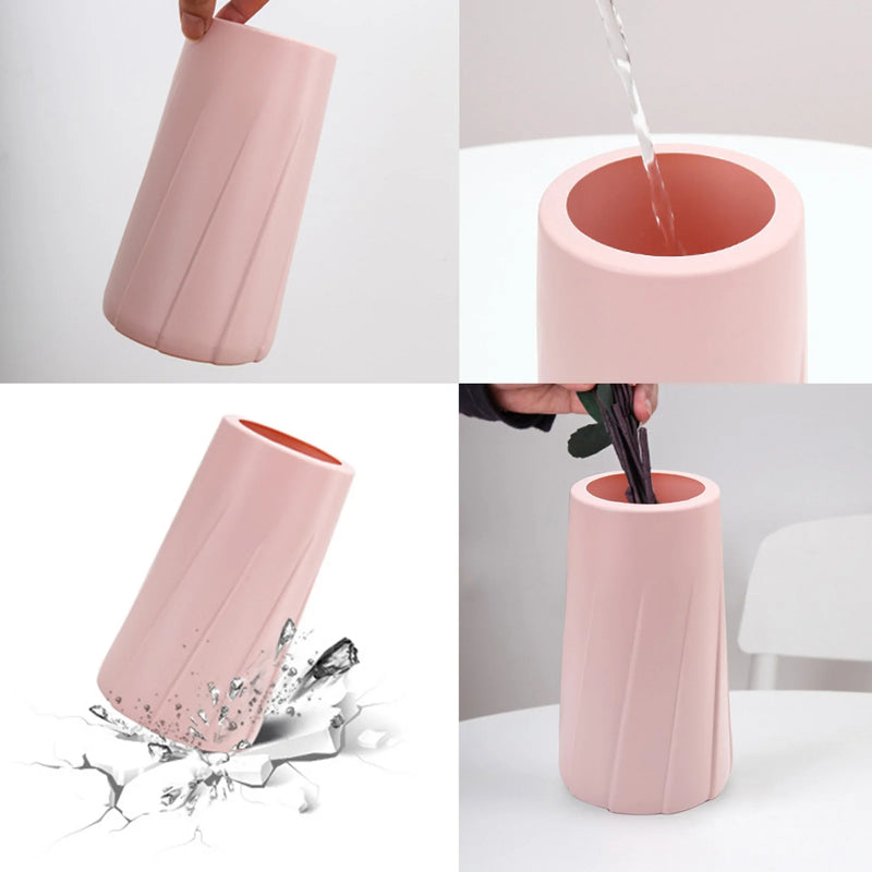 ANYDECO Flower Vase Light Pink Medium Nordic Plastic Table Decor