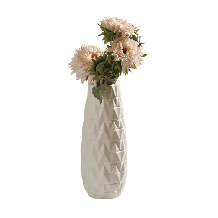 ANYDECO Flower Vase White Large Design Nordic Plastic Floral Pot Home Decor
