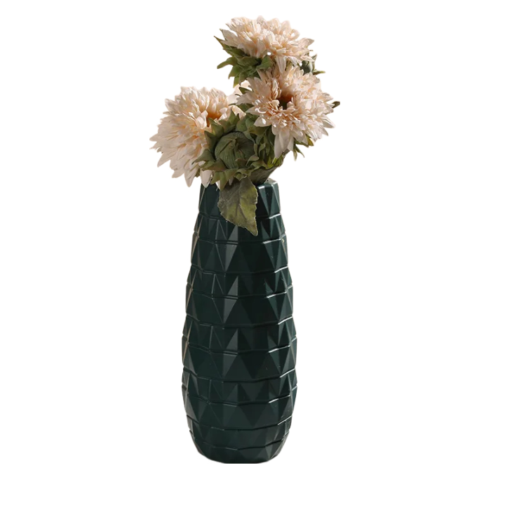 ANYDECO Flower Vase Navy Blue Large Nordic Plastic Floral Pot Home Decor