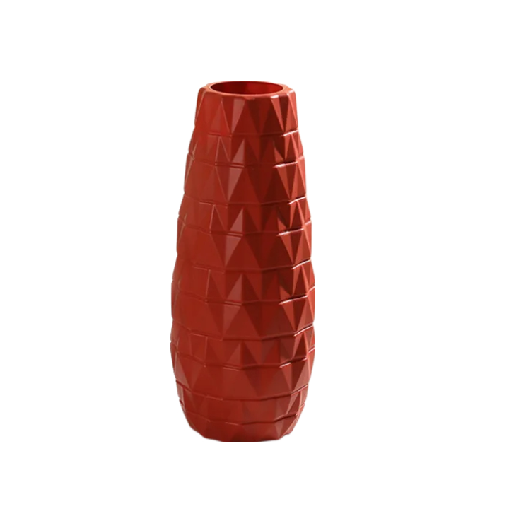 ANYDECO Flower Vase Coral Red Large Nordic Plastic Floral Pot Home Decor