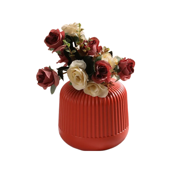 ANYDECO Flower Vase Coral Red Small Nordic Plastic Pot Home Decor