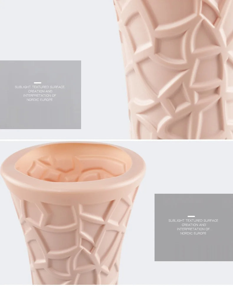 ANYDECO Flower Vase White Large Geometric Nordic Style Pot Home Decor