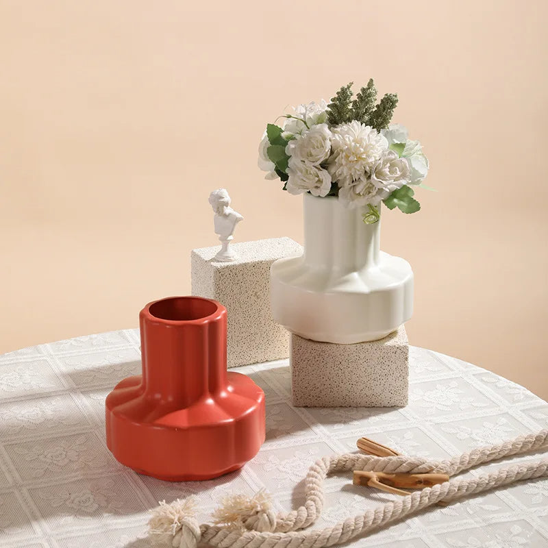 ANYDECO Flower Vase Coral Red Small Nordic Style Pot Home Decor