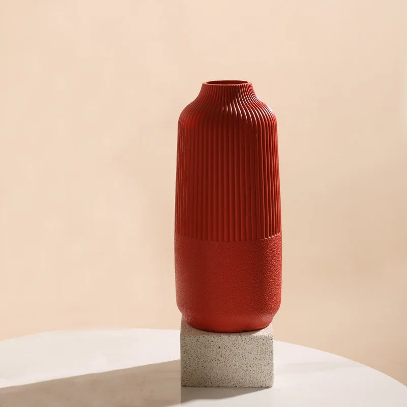 ANYDECO Flower Vase Rosy Red Large Nordic Style Pot Room Home Decor