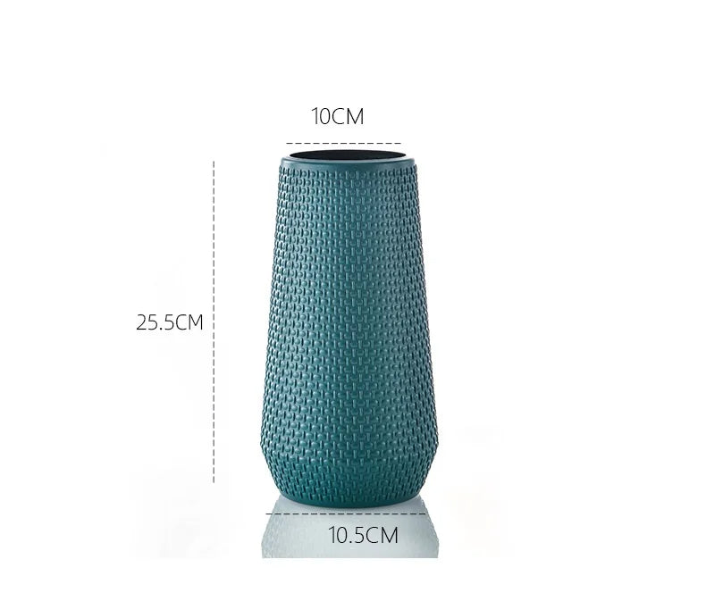 ANYDECO Flower Vase Coral Red Large Nordic Plastic Pot Living Room Decor