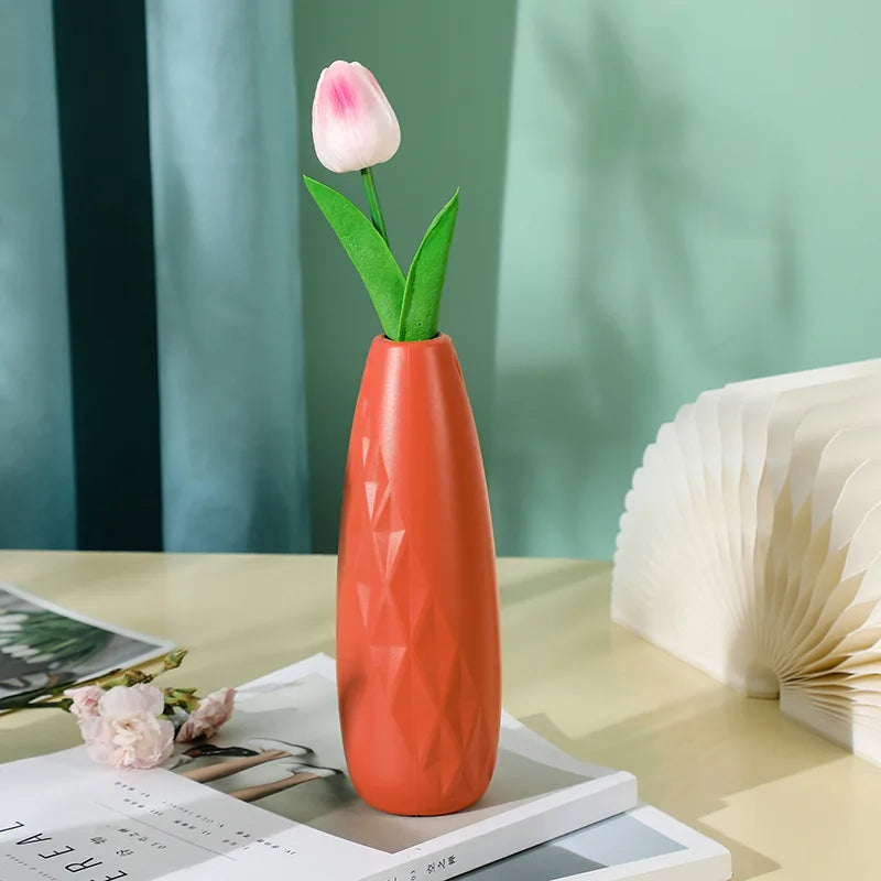 ANYDECO Flower Vase Coral Red Small Nordic Style Pot Table Decor