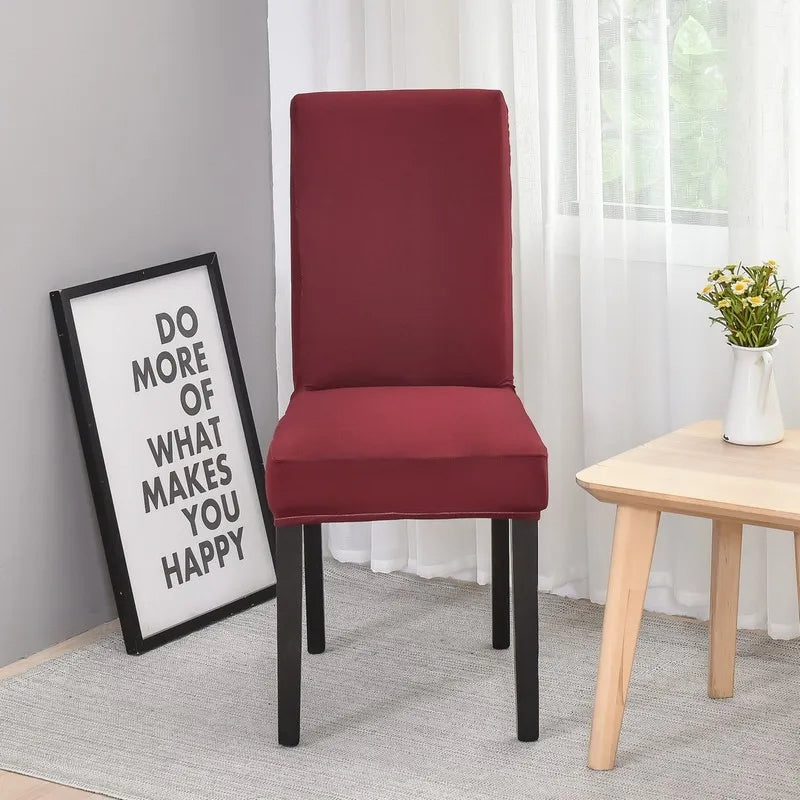 Anyseat Chair Cover Maroon Plain Elastic Christmas Slipcover Dining Decor