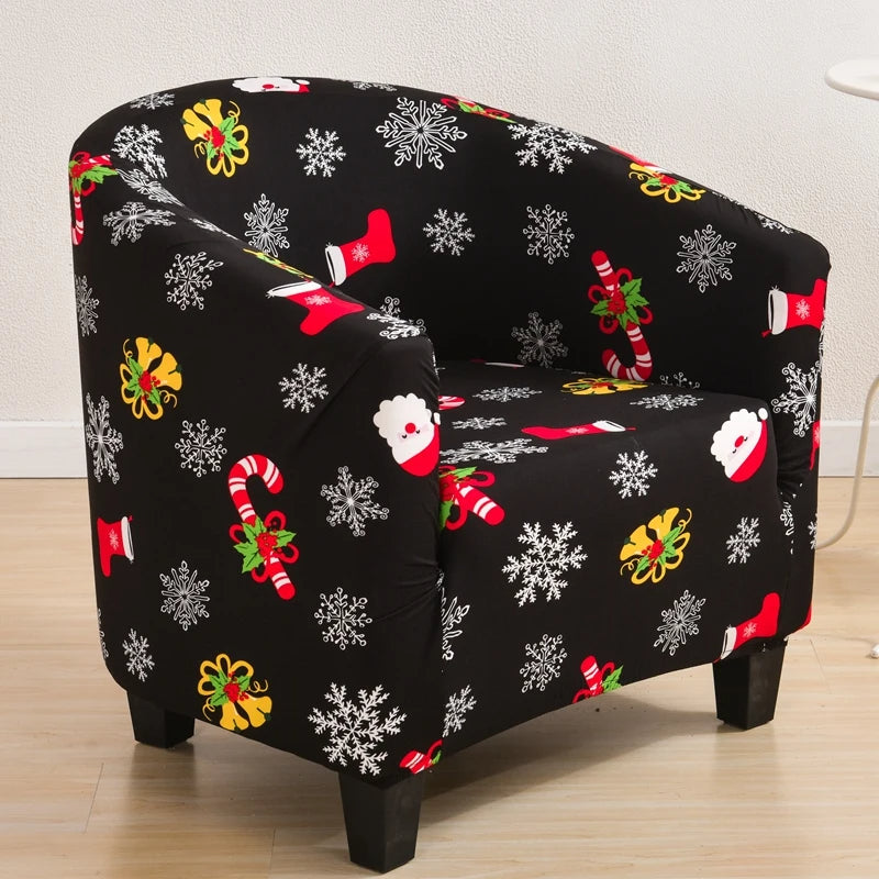 Anyseat Chair Cover Black Christmas Design Dust Proof Tub Slipcover Home Decor
