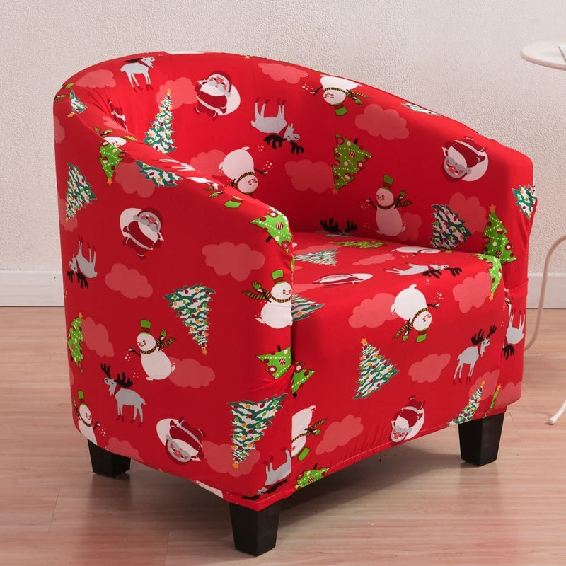 Anyseat  Chair Cover Red Christmas Design Dust Proof Tub Slipcover Home Decor