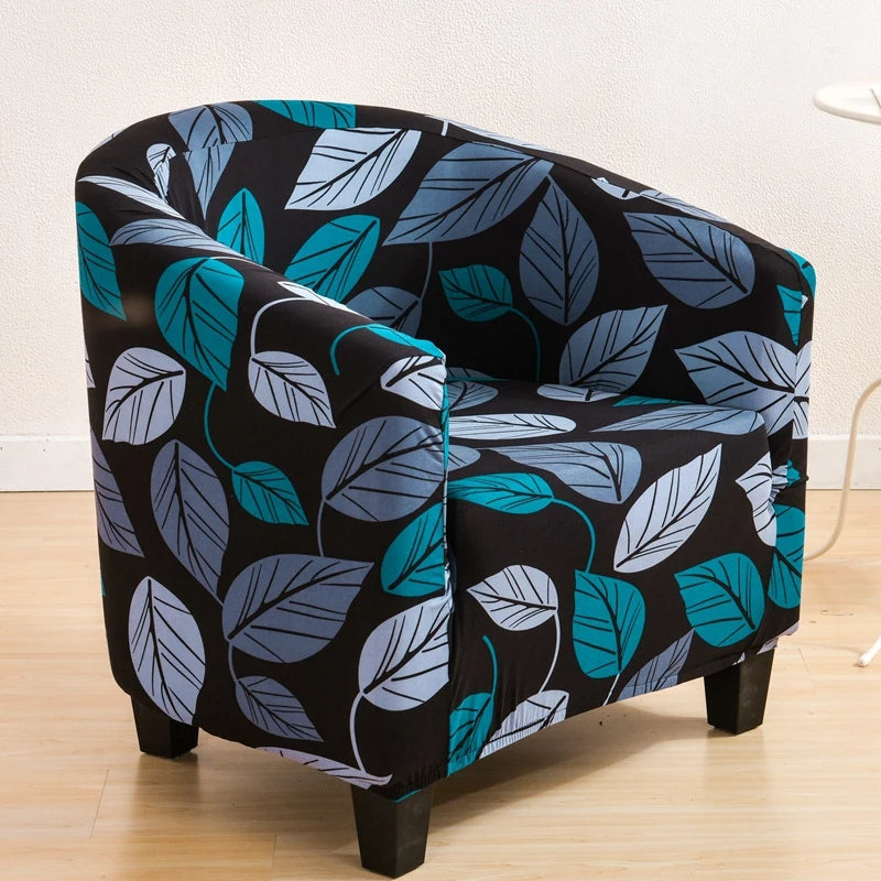 Anyseat Chair Cover Black Leaf Design Dust Proof Tub Slipcover Home Decor