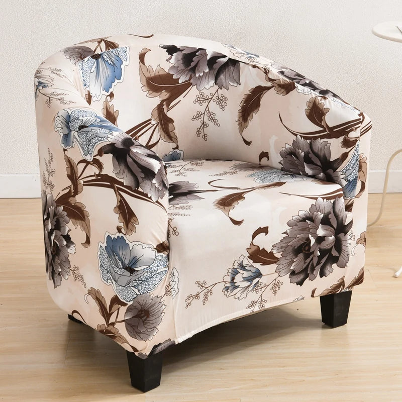 Anyseat Chair Cover Beige Floral Print Dust Proof Tub Slipcover Home Decor