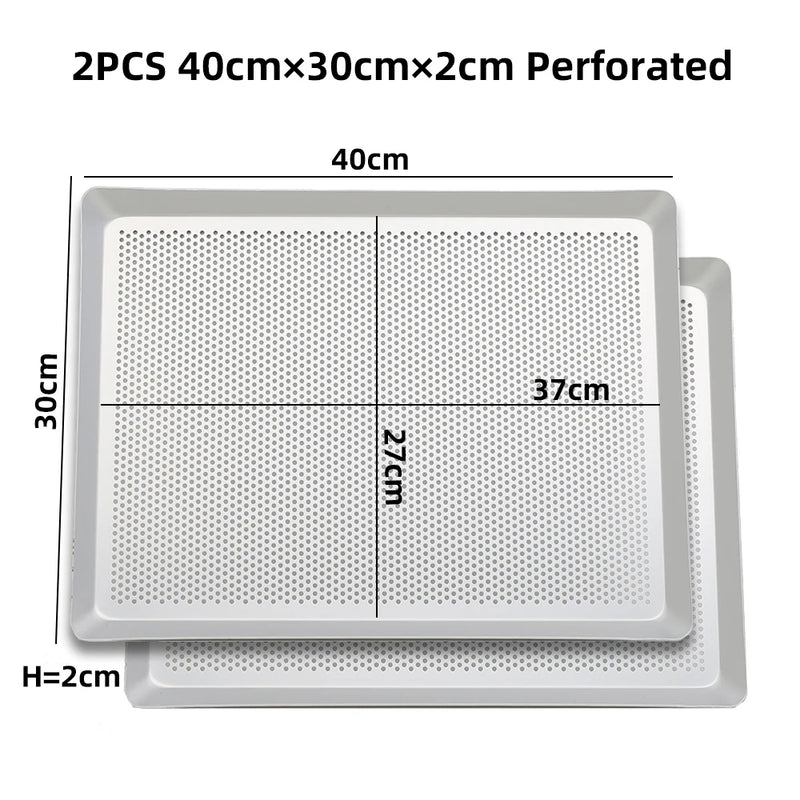 ANYGLEAM Baking Tray 2Pcs Rectangular Perforated Oven Pastry Sheet Pan With Hole