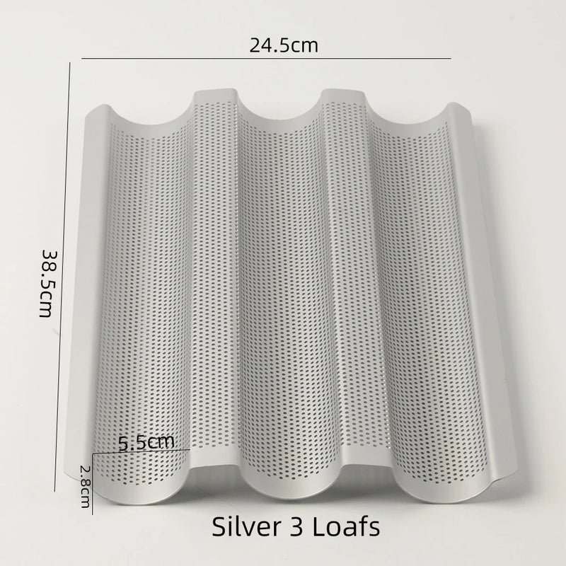 ANYGLEAM Baking Tray 3 Loaf Non Stick Perforated Oven Pastry Pan Molder With Hole