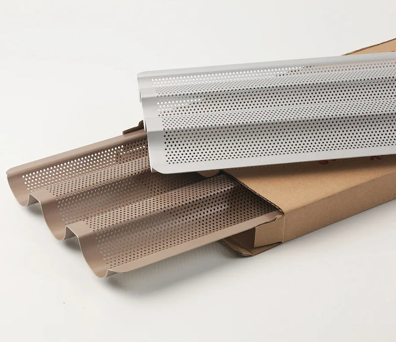 ANYGLEAM Baking Tray 3 Loaf Non Stick Perforated Oven Pastry Pan Molder With Hole