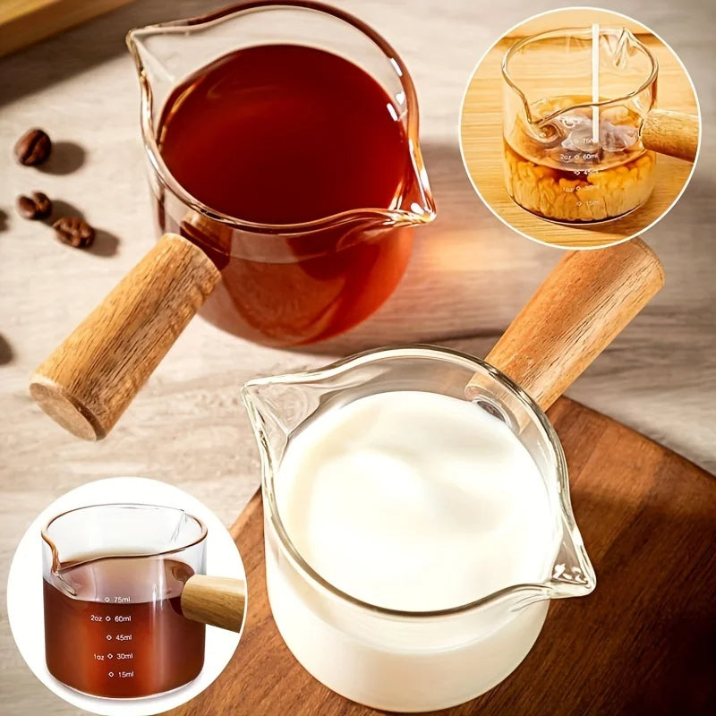 Anygleam Measuring Cup 100ml With Wooden Handle Dual Spout Kitchen Tools