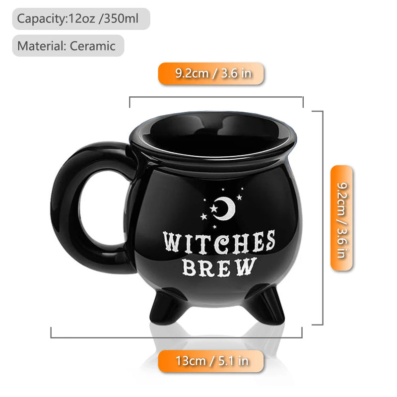 ANYGLEAM Coffee Mug Black Witches Brew Print Ceramic Drinkware