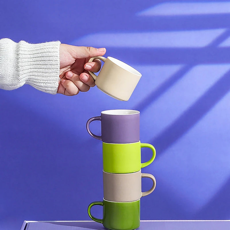 ANYGLEAM Coffee Mug Multicolor 5Pcs Set Ceramic Round Non Slip Cup Drinkware