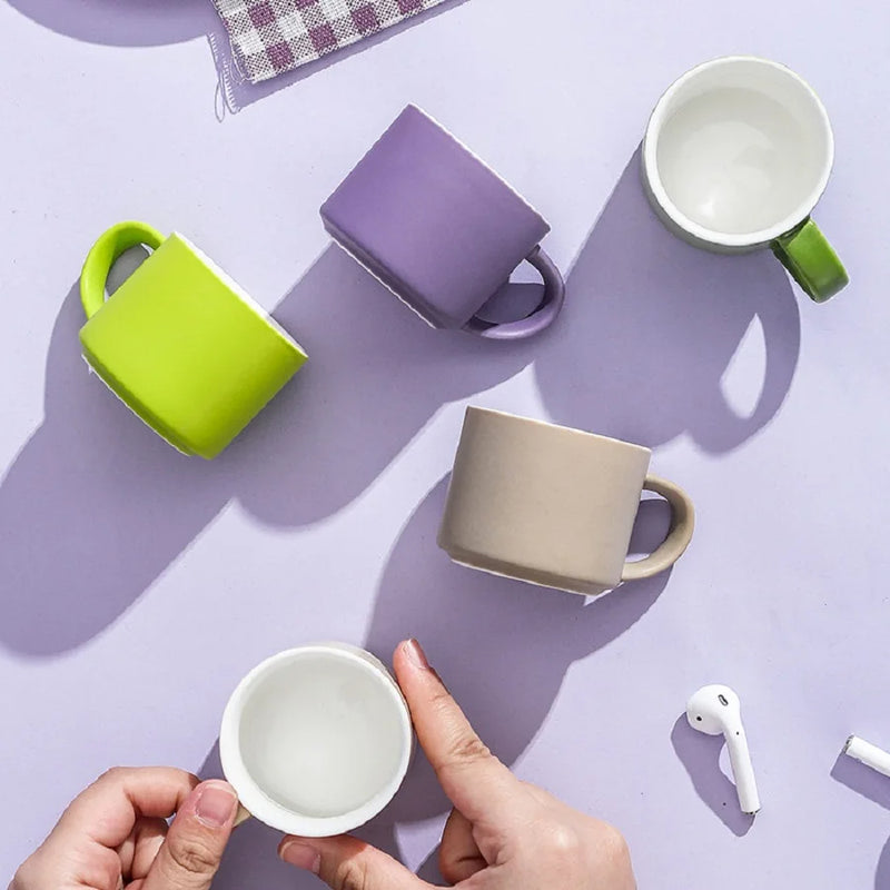 ANYGLEAM Coffee Mug Multicolor 5Pcs Set Ceramic Round Non Slip Cup Drinkware