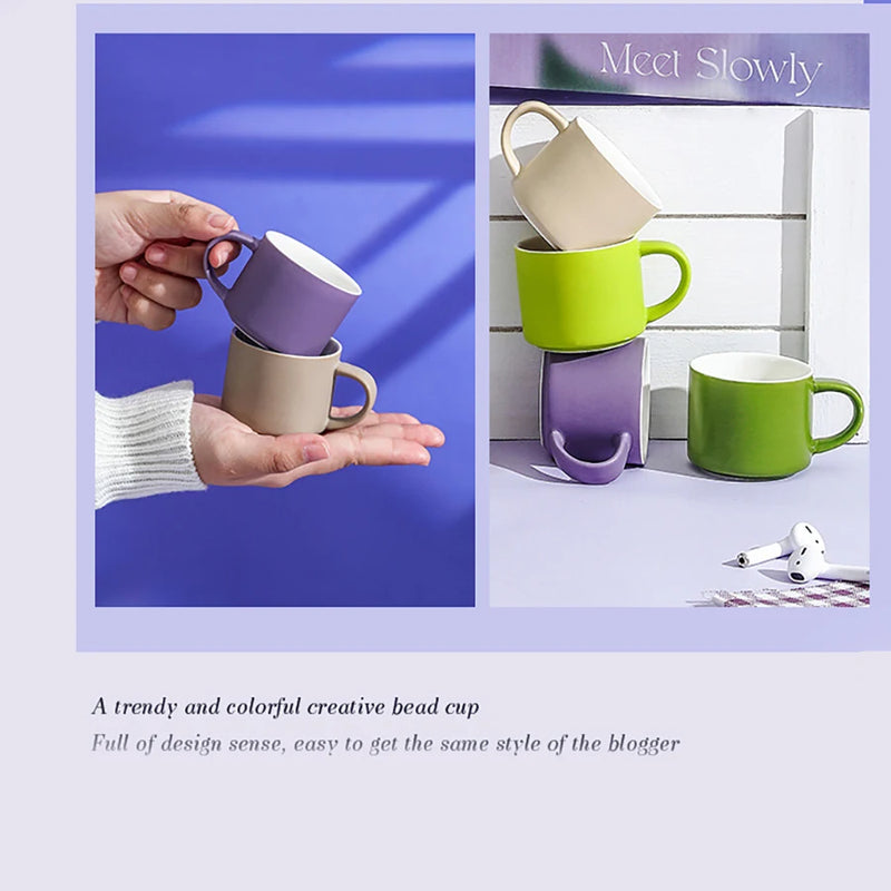 ANYGLEAM Coffee Mug Multicolor 5Pcs Set Ceramic Round Non Slip Cup Drinkware