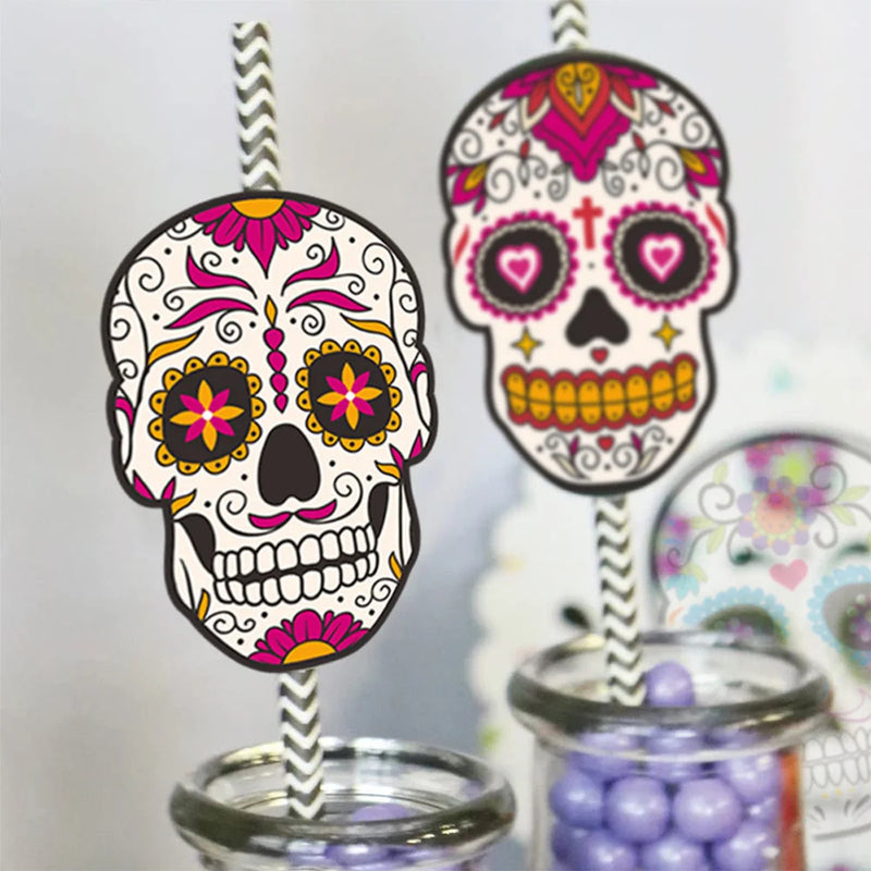 ANYPARTY Disposable Paper Straw And Halloween Theme Card Party Tableware