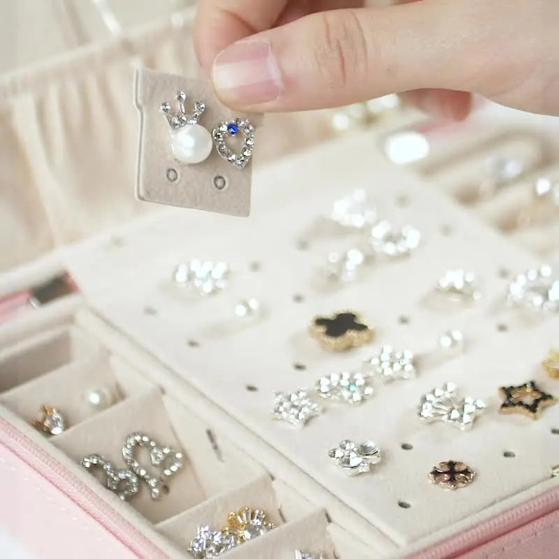 Anyvogue Jewelry Box Portable PU Leather Multifunctional Organizer Hook Style