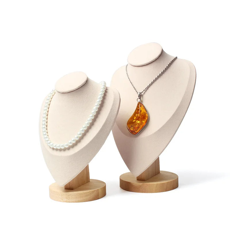 Anyvogue Necklace Stand White Solid Wood Jewelry Display Holder Organizer