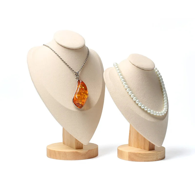 Anyvogue Necklace Stand White Solid Wood Jewelry Display Holder Organizer