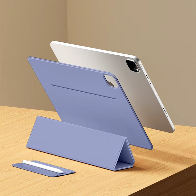 ANYMOB iPad Case Lavender Grey Leather Smart Folio with Magnetic Clip Protective Cover