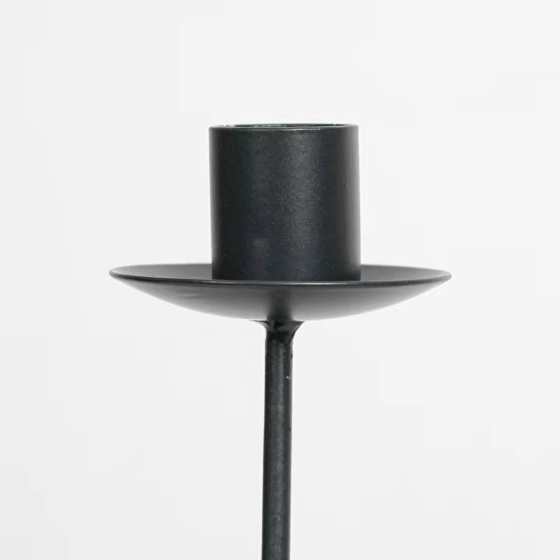 ANYDECO Candle Holder Black Metal European Wrought Iron Retro Stand Home Decor